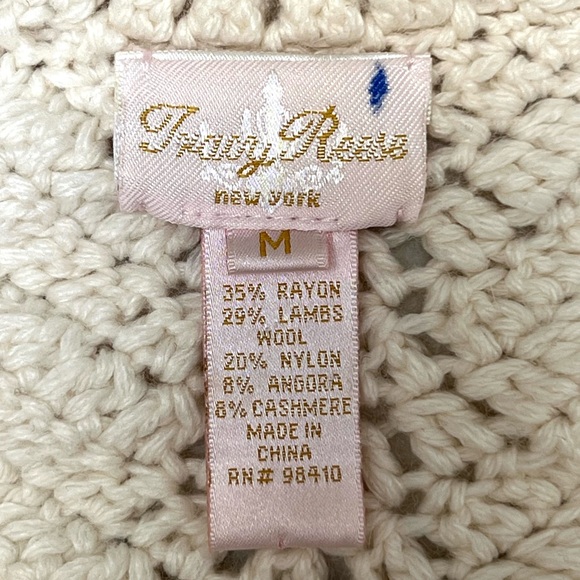 Y2K Cropped Chrochet Cable Knit Shrug Coquette Girl Cream Cardi Cottage Core SzM - Picture 7 of 15